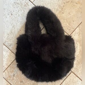 NWT J Crew Black Faux Fur Shearling Mini Tote Bag